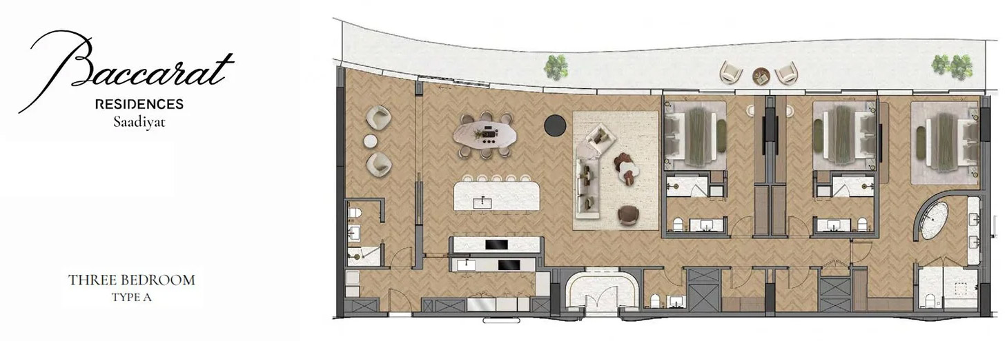 Baccarat Residences Saadiyat 3 BR Apartment Floor Plan